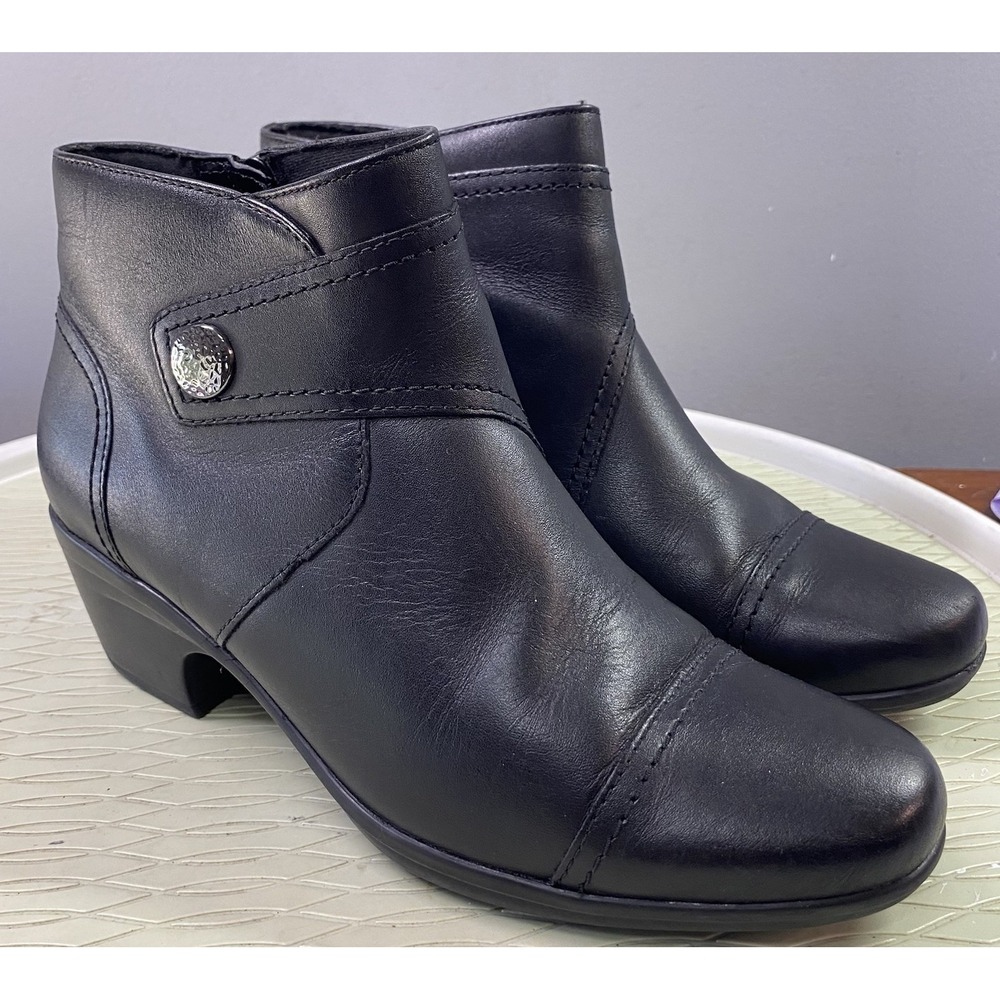 Clarks‎ Womens "Emily Calle" Black Leather Bootie Ankle Dress Boots 8M EUC